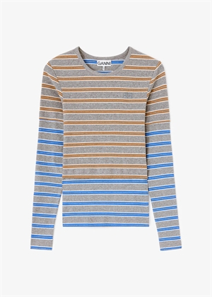 Soft cotton rib long sleeve double layer Strong Blue A1040472 Ganni 